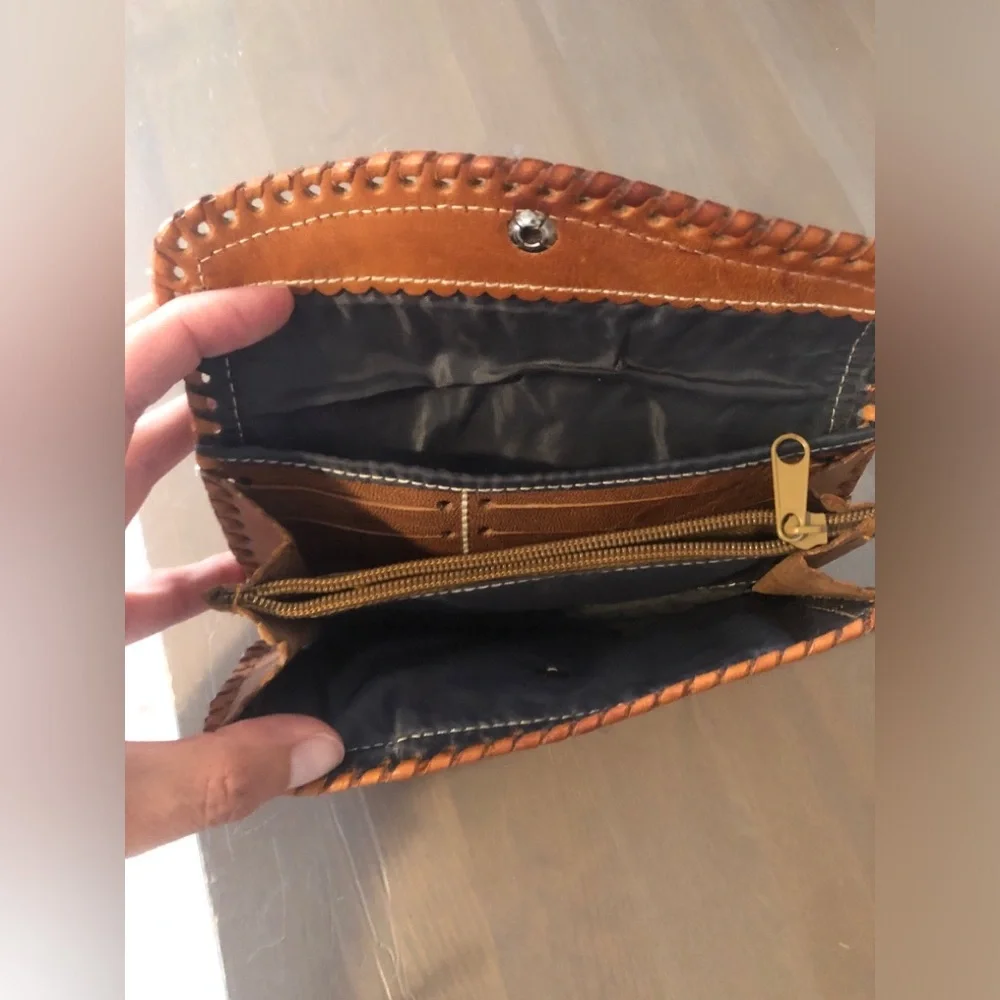 Brown Leather Floral Wallet